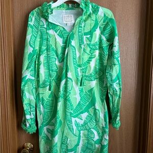 Sail to Sable Green Leaf Print Long Sleeve Dress